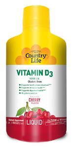 Our new great-tasting cherry Vitamin D3 5,000 IU Liquid. </p><p>Vitamin D3 is produced by the body when it's exposed to sunlight. Since many of us wear sunscreen daily, we have to depend on our diets to get Vitamin D3, but it's nearly impossible to get enough from what we consume. That's why Country Life offers a broad range of Vitamin D3 products to support multiple functions in the body..